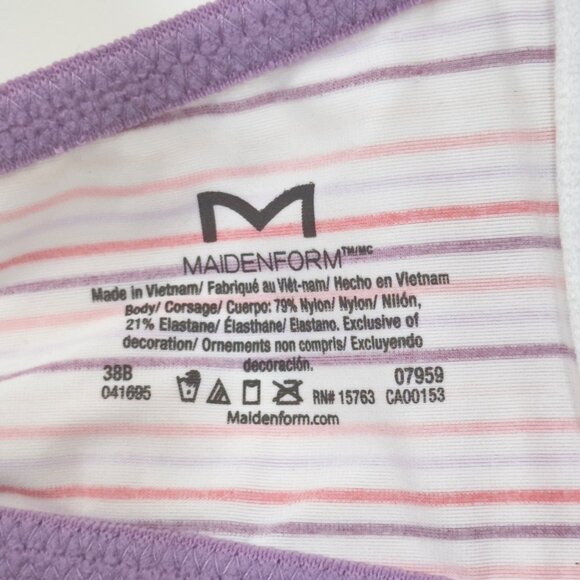 Maidenform Women One Fab Fit Demi Coverage T-Shirt Bra Striped Size 38B - Picture 3 of 7